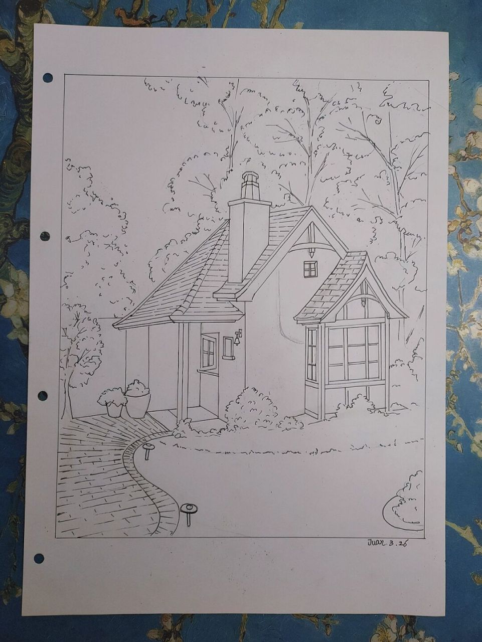 马克笔风景画(石雕小屋)线稿 #马克笔画# #风景画# #马克笔风景画# #