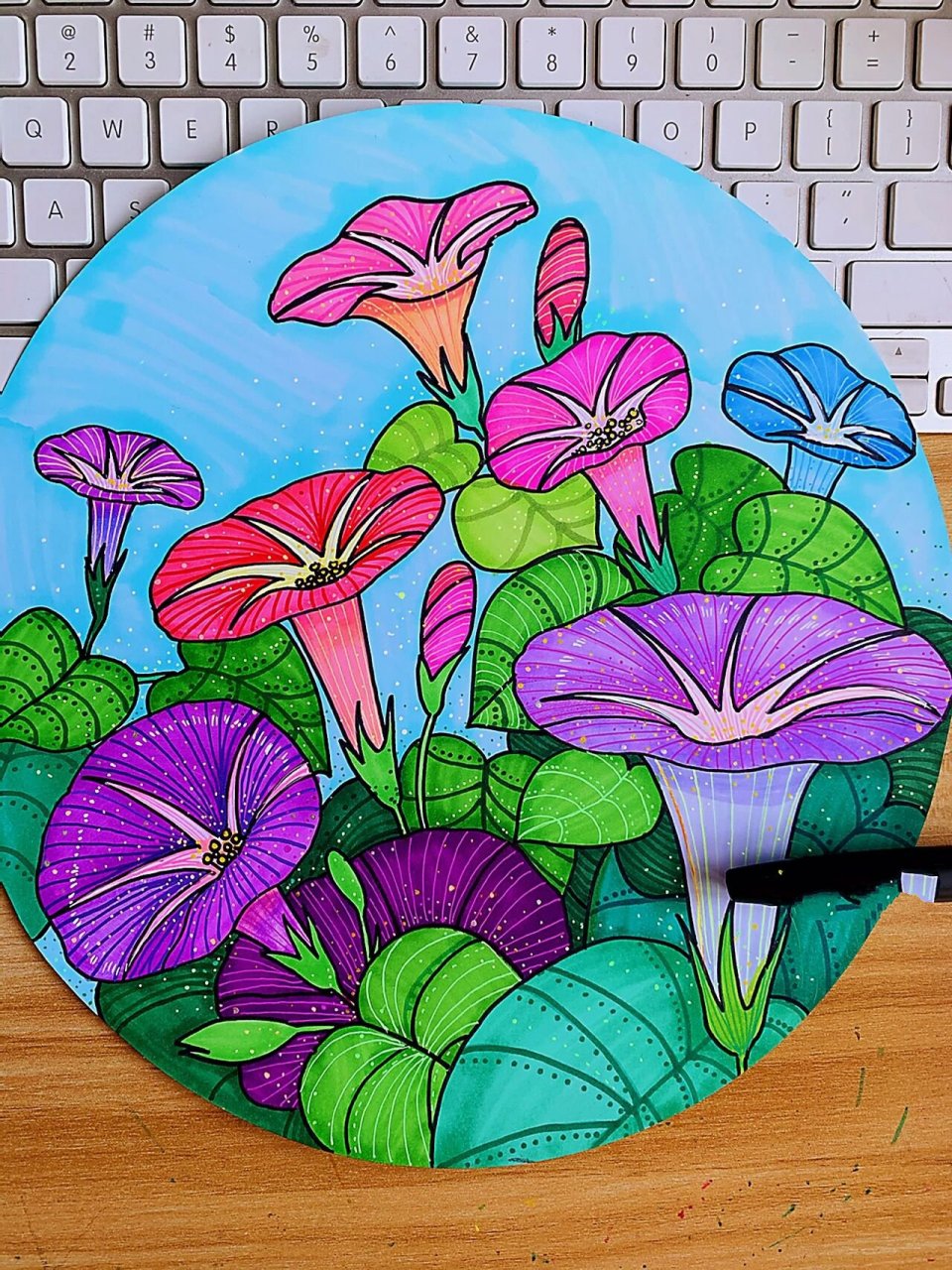 儿童绘画课程内容设计—《彩色牵牛花》 牵牛花 宋 · 陈宗远 绿蔓如