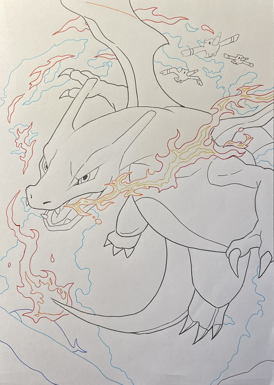 马克笔手绘 -喷火龙