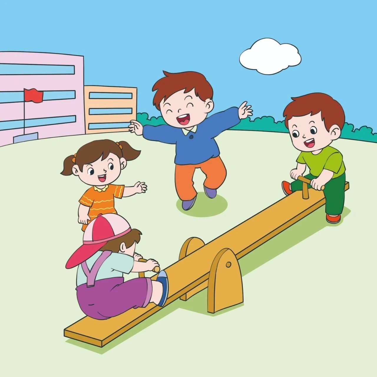 玩跷跷板看图写话