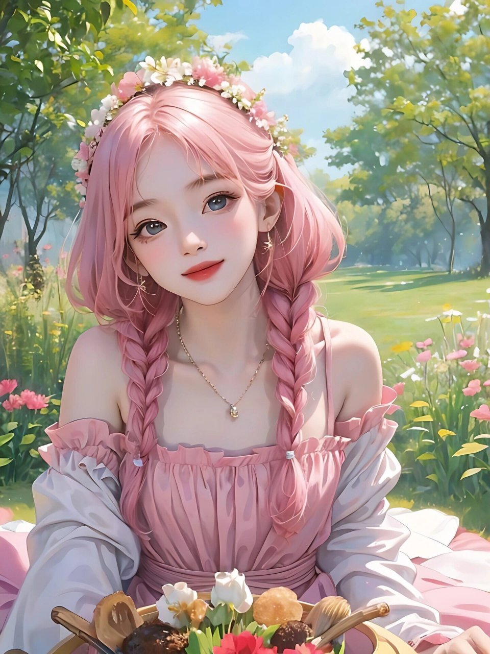 夏天的风94田园粉色漫画女生头像壁纸