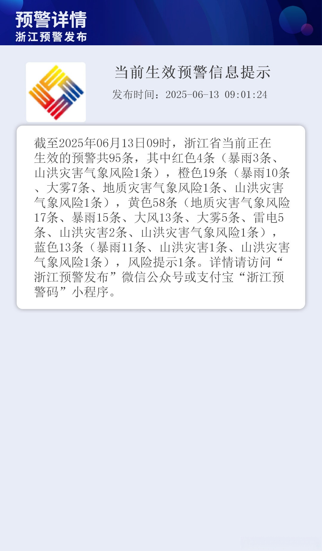 当前生效预警信息提示