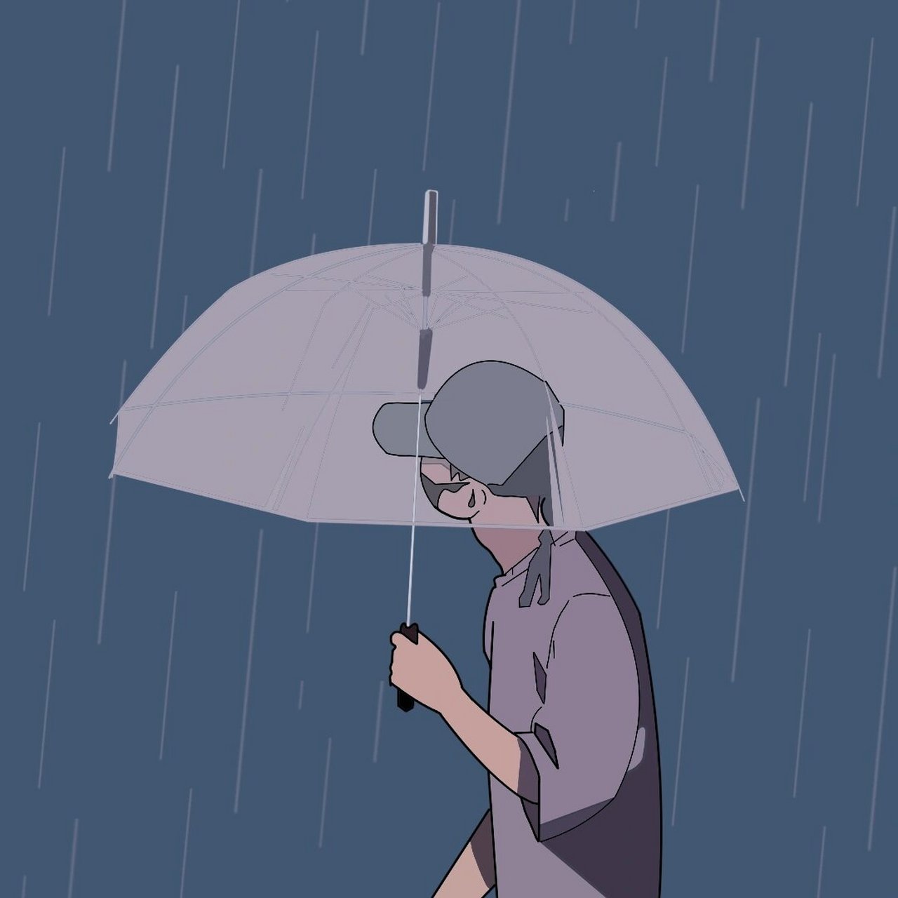 在雨里的男生头像图片