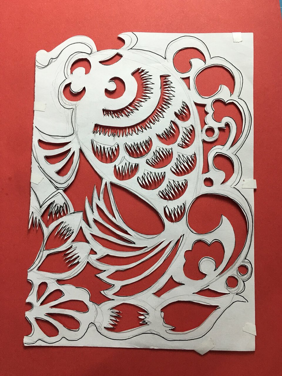 对称剪纸,年年有余剪纸手绘 看到大家的喜欢,图纸做好了,,放在最后一