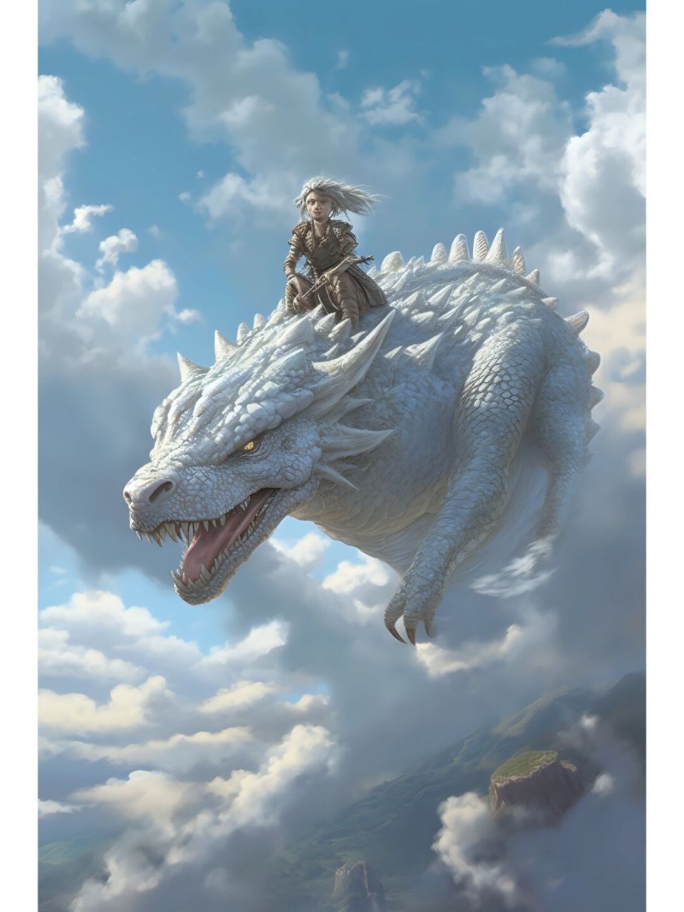 prompt:falkor flying majestically among the clouds::5 the never
