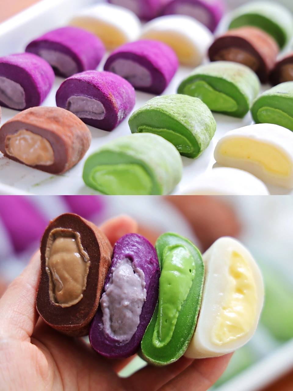 【糯米粿】 制作配料: 卡仕达酱:3个蛋黄 白糖15克 面粉20克 牛奶200