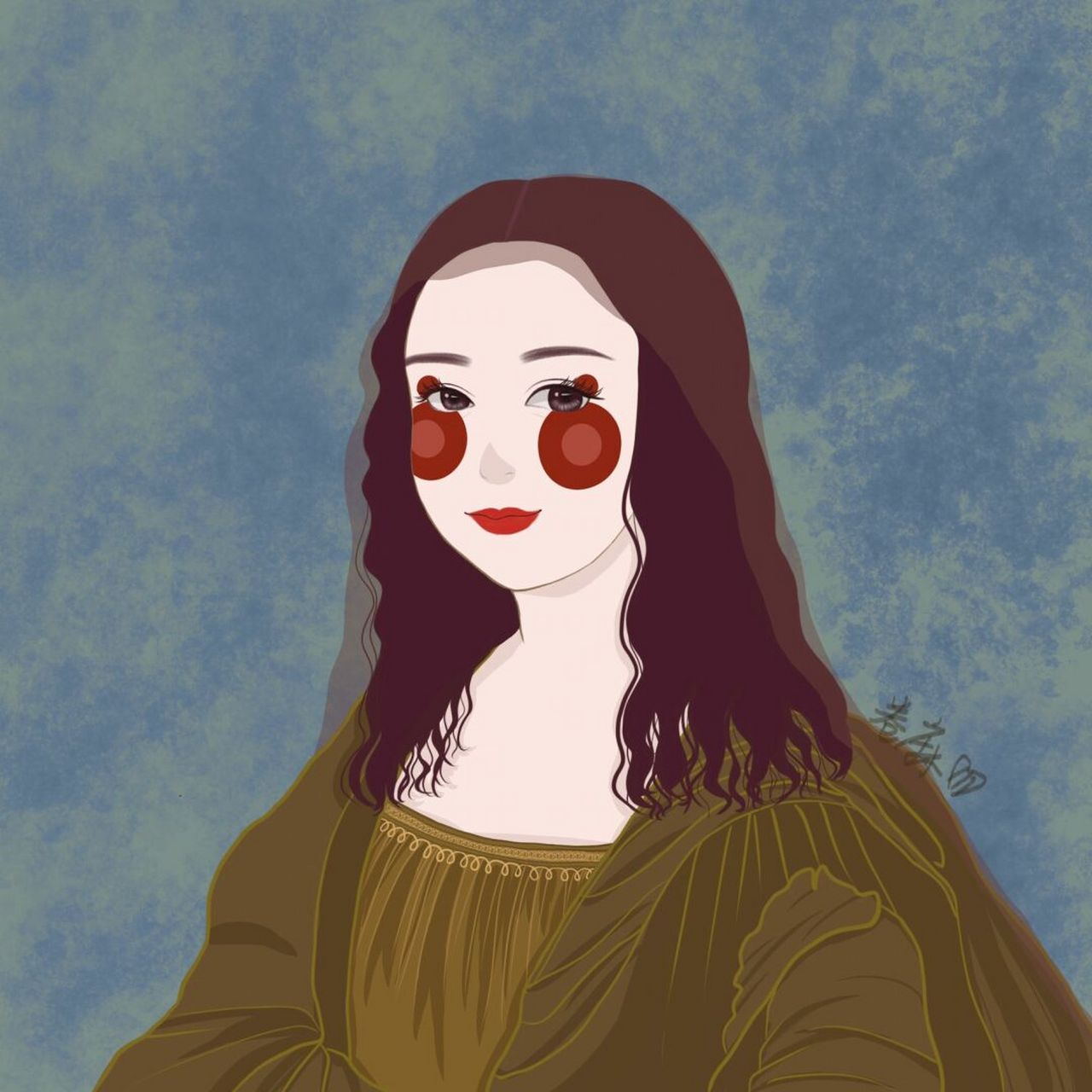 插画头像 | 名画转插画 | 化了妆的蒙娜丽莎 先来张  蒙娜丽莎,接下来