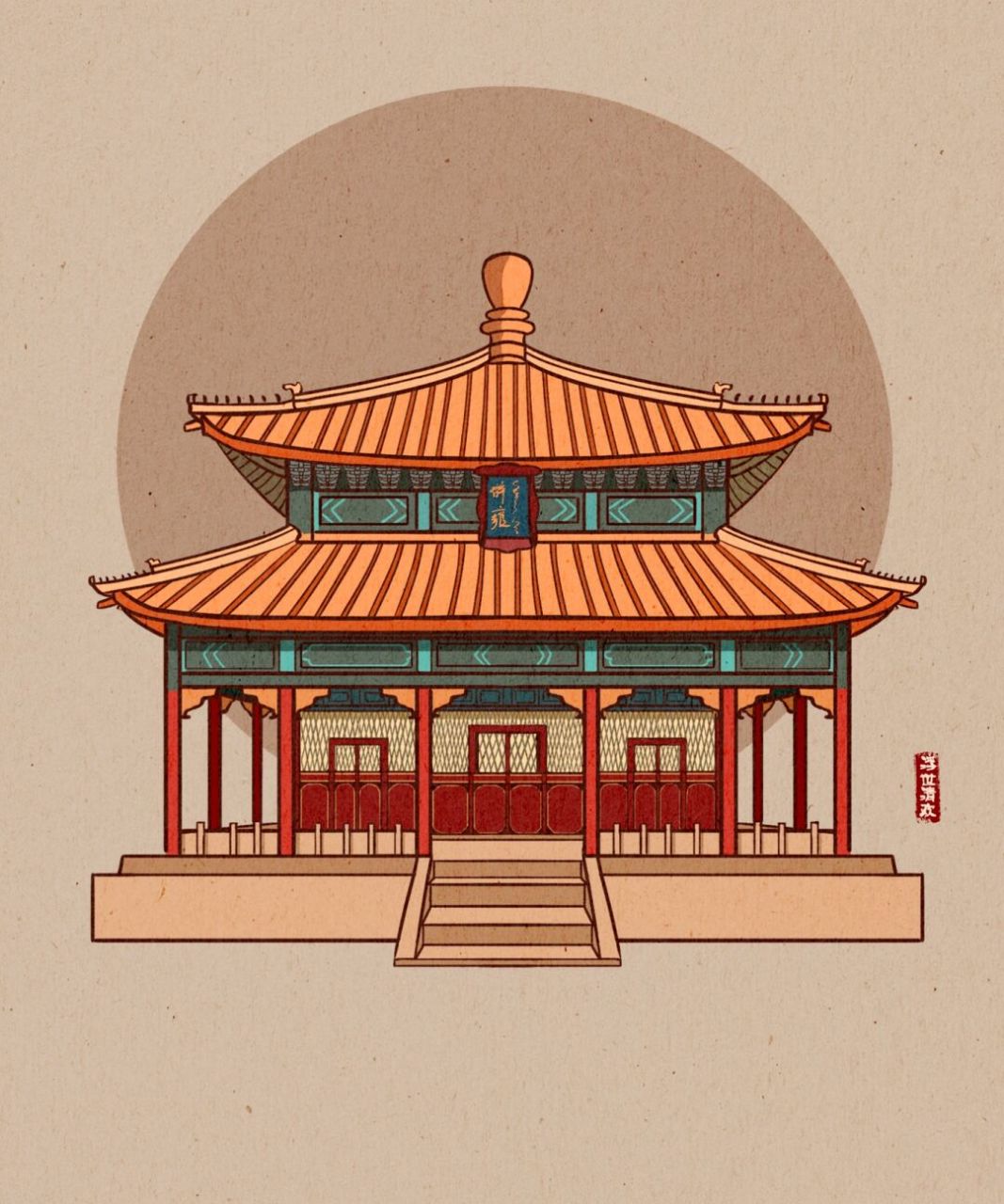 中国古建筑插画 不会什么就画什么,坚持画个9张,一定可以会的.