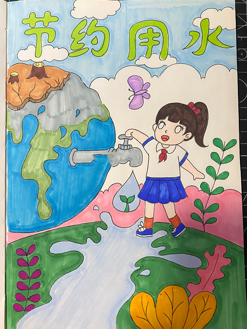 节约用水儿童创意画 环保主题画