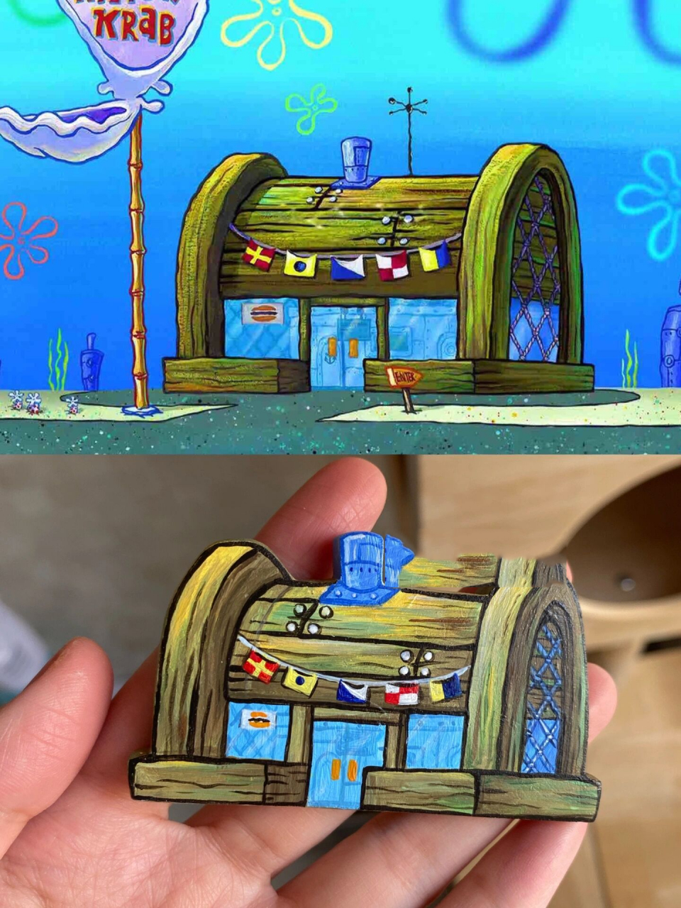 石塑粘土|蟹堡王 这个比之前带烟囱的房子还难上色 不过效果不错 客订