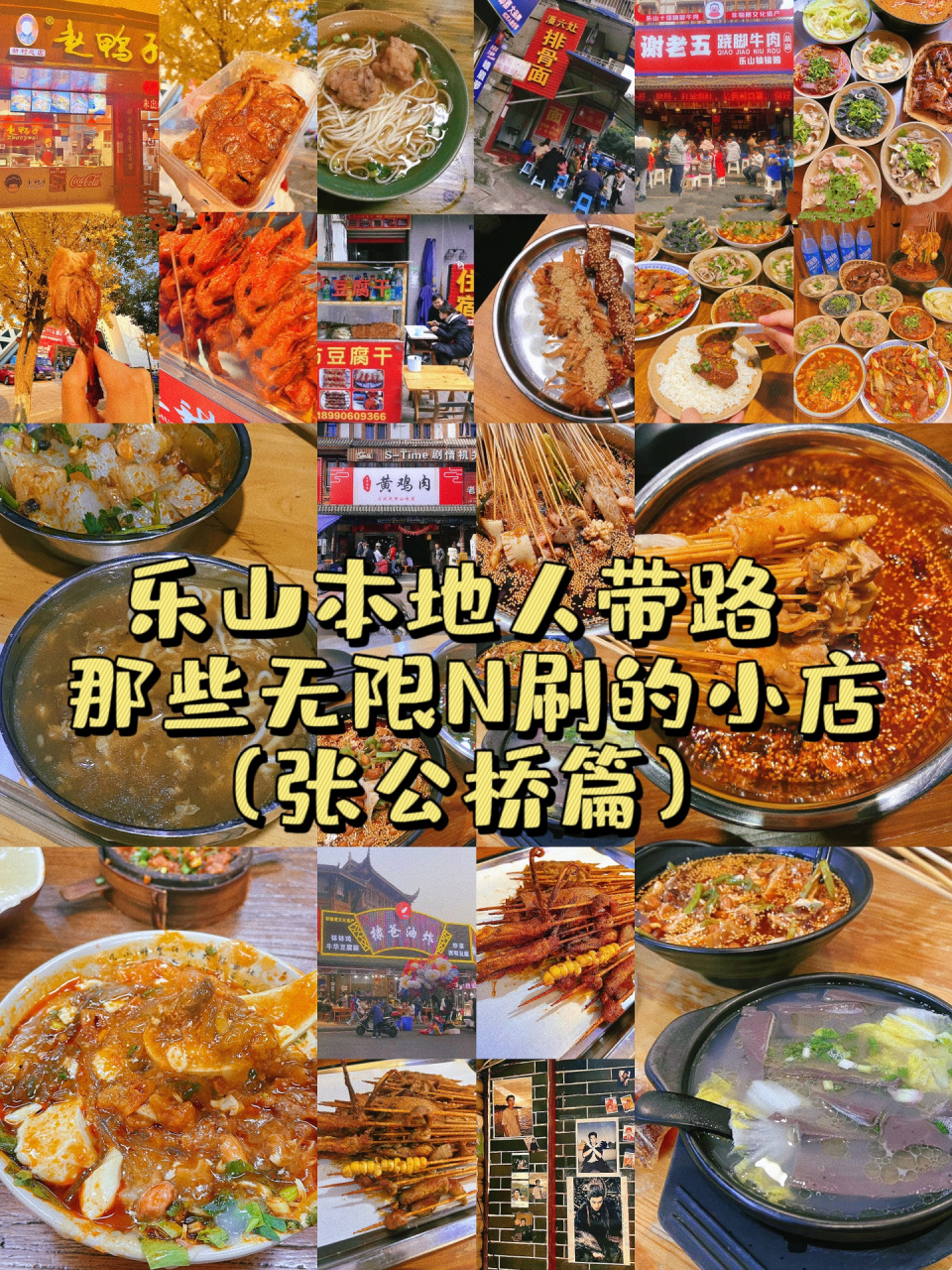 直接去张公桥美食街那边吧 涵盖了乐山所有美食 油炸串串