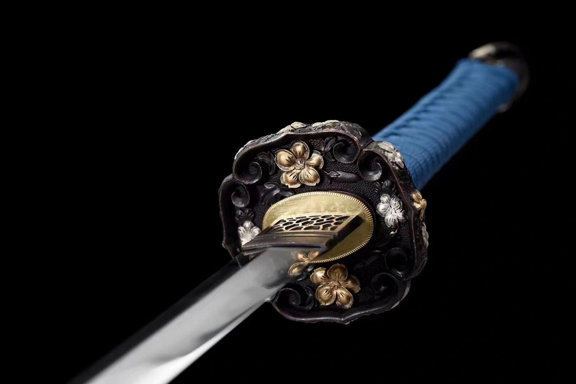 武士刀太刀打刀手工作品高端品质  26寸百炼花纹钢覆土烧刃研磨樱花