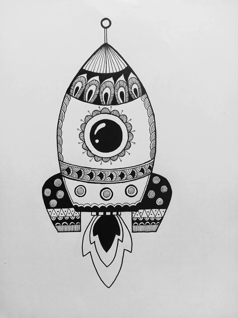 《火箭》线描画绘画过程