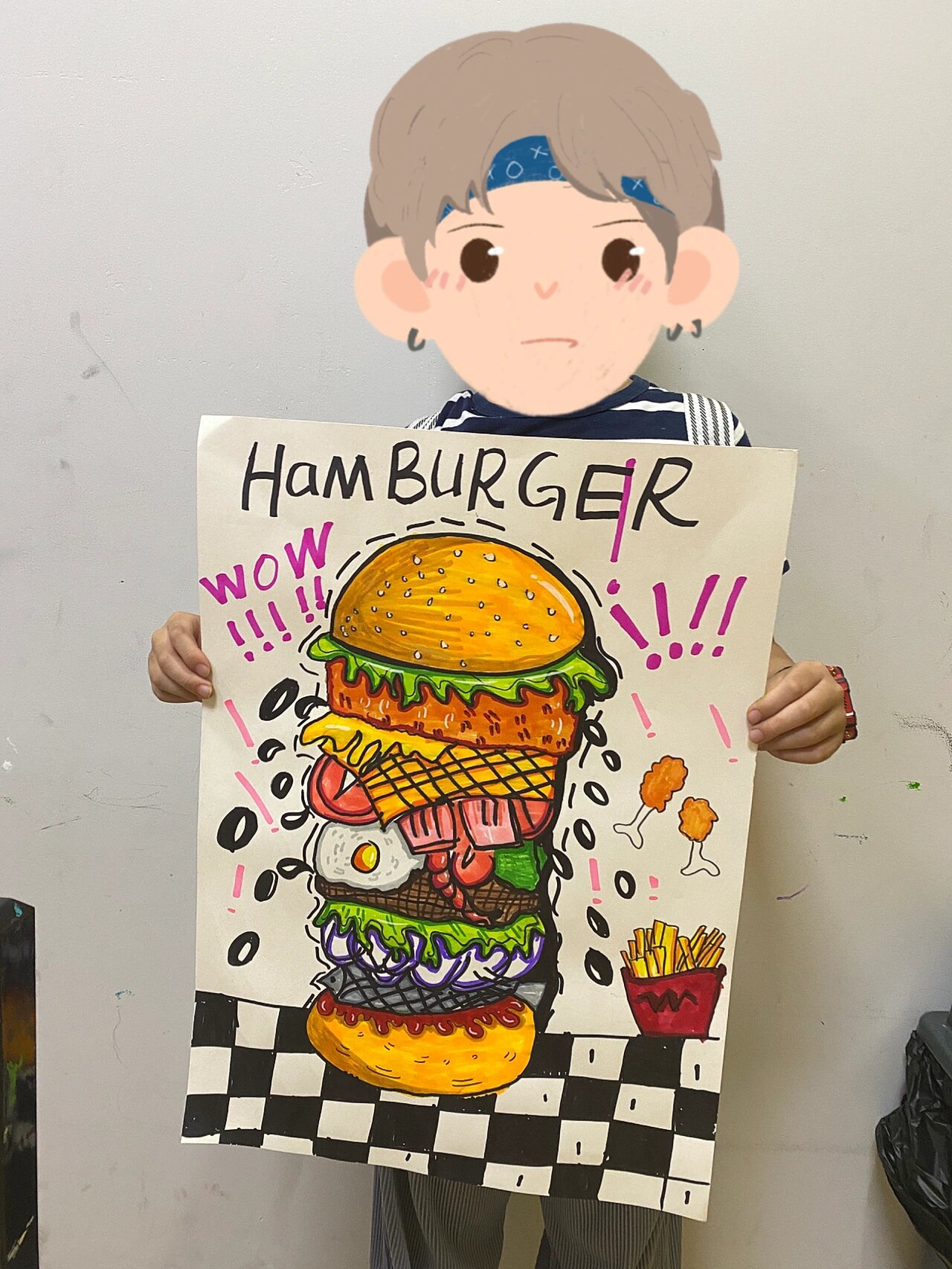 《汉堡》-线描马克笔