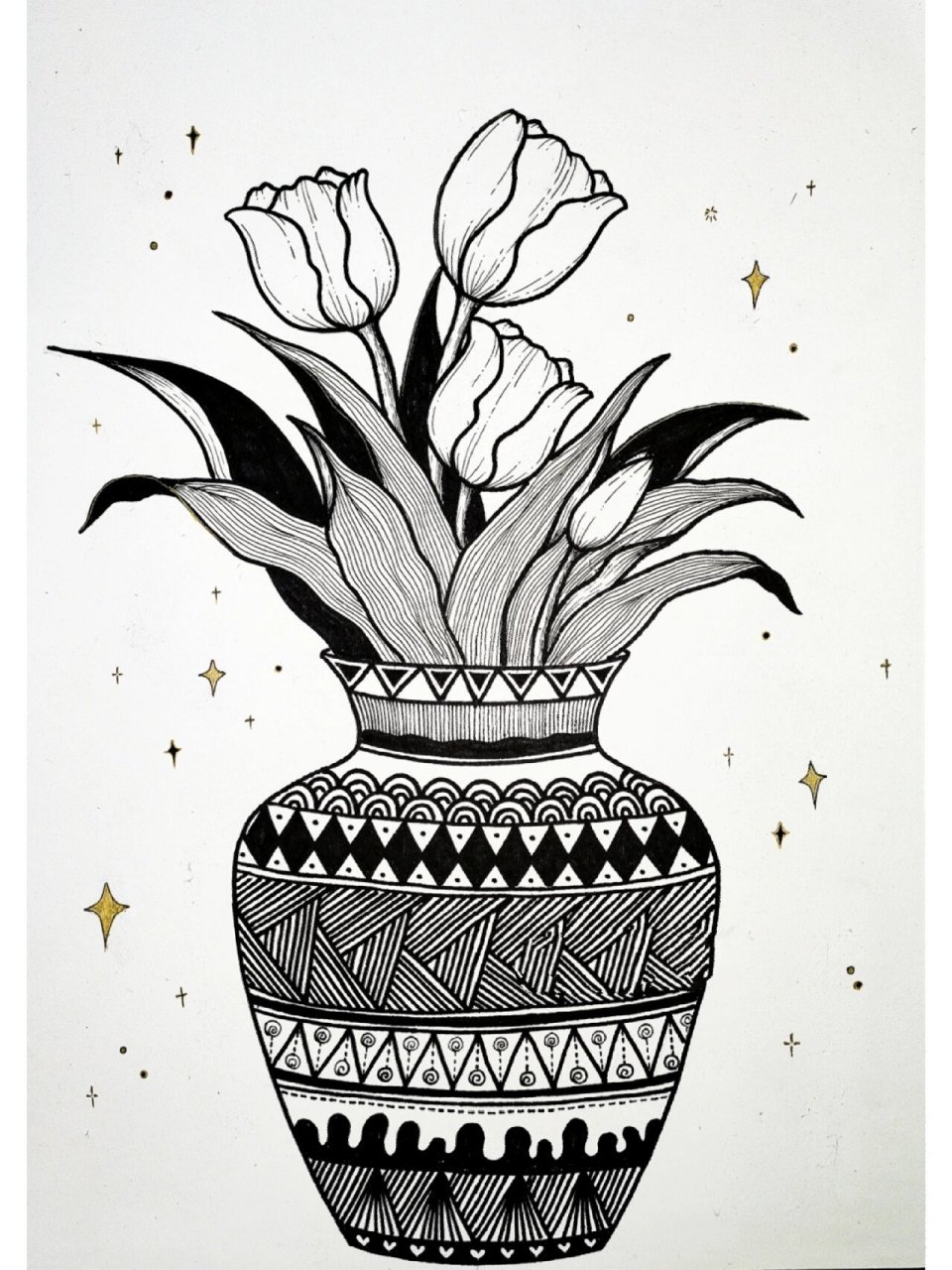 雅趣|分享66幅线描画—郁金香93①⑧ 93333734 3930