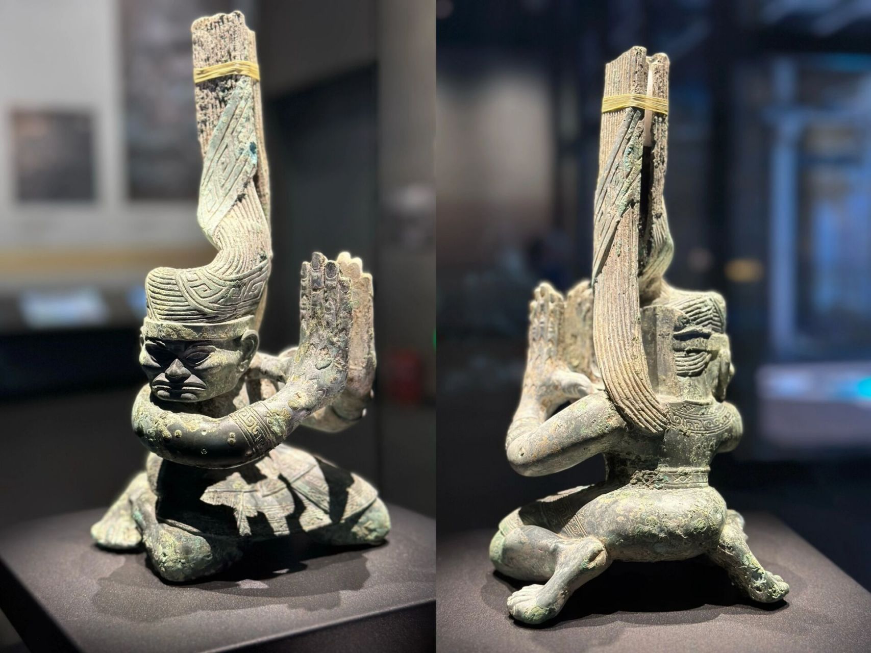 三星堆里的各式青铜人面像 七点以后的博物馆,褪去了白天的喧嚣和嘈杂