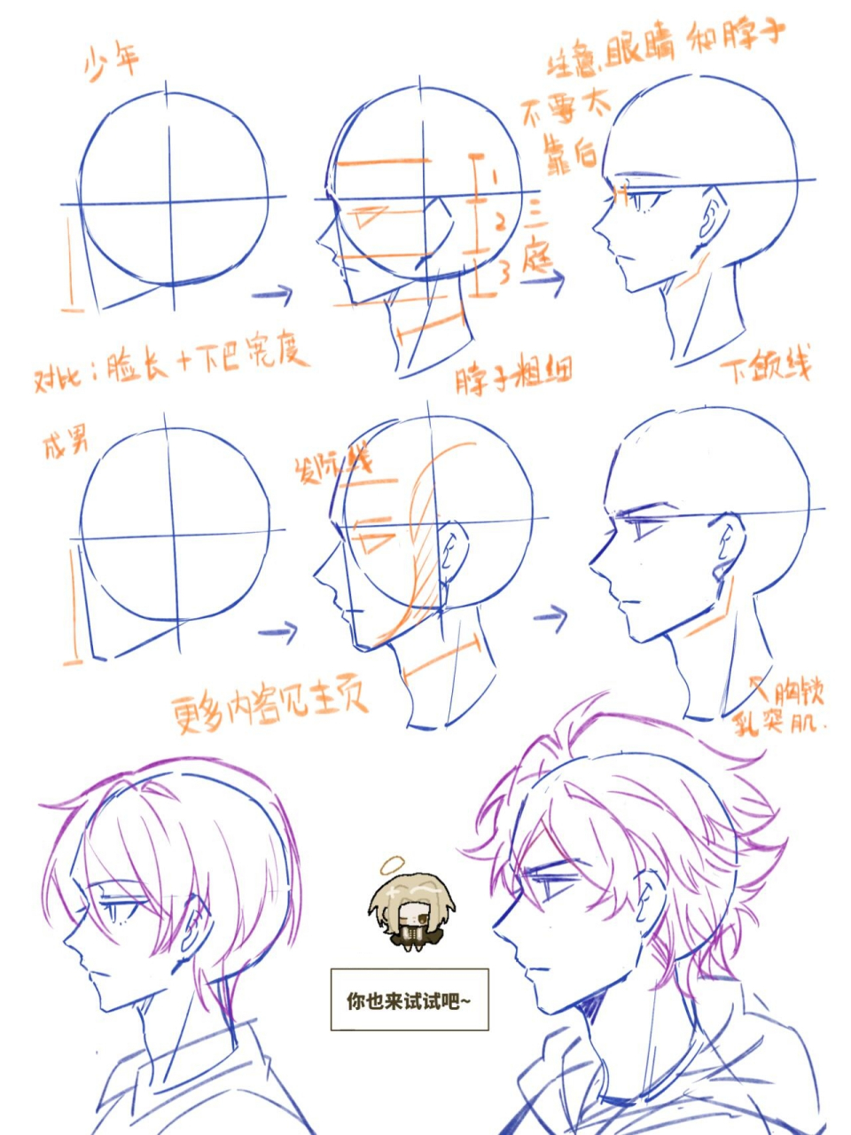 女性侧脸翻前一天 	 每天画一点,无痛不拖延! 0202020