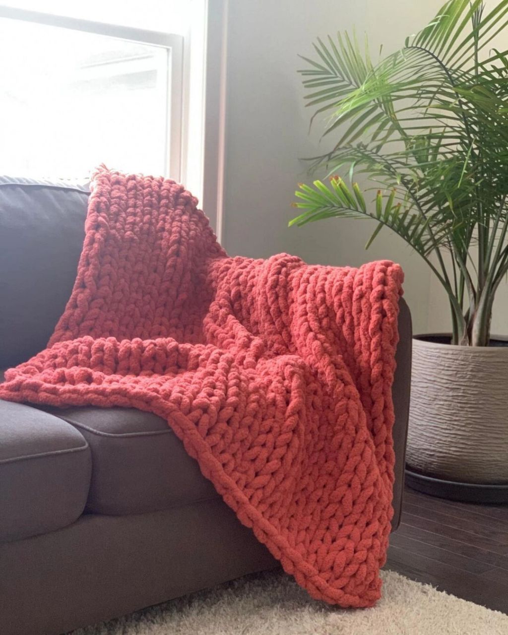 手工粗毛线编织北欧风毛毯 超级简单,超级实用 可以当盖毯也可以当