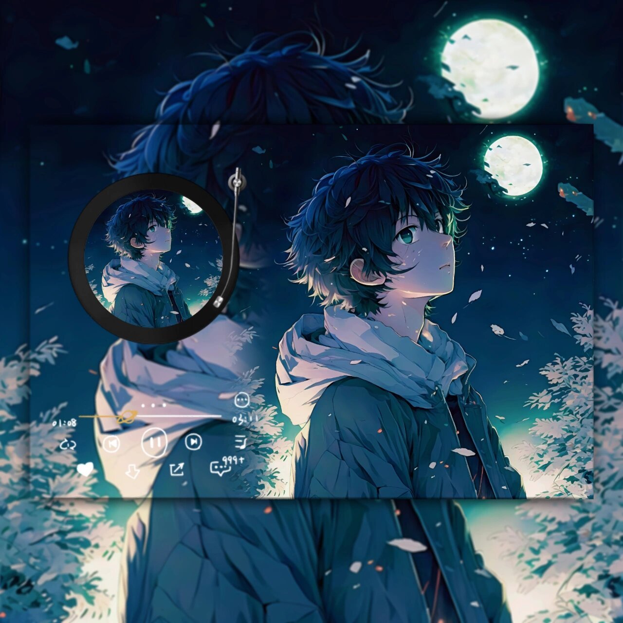 动漫男头(月下少年) #ai绘画# #优质头像# #动漫男头