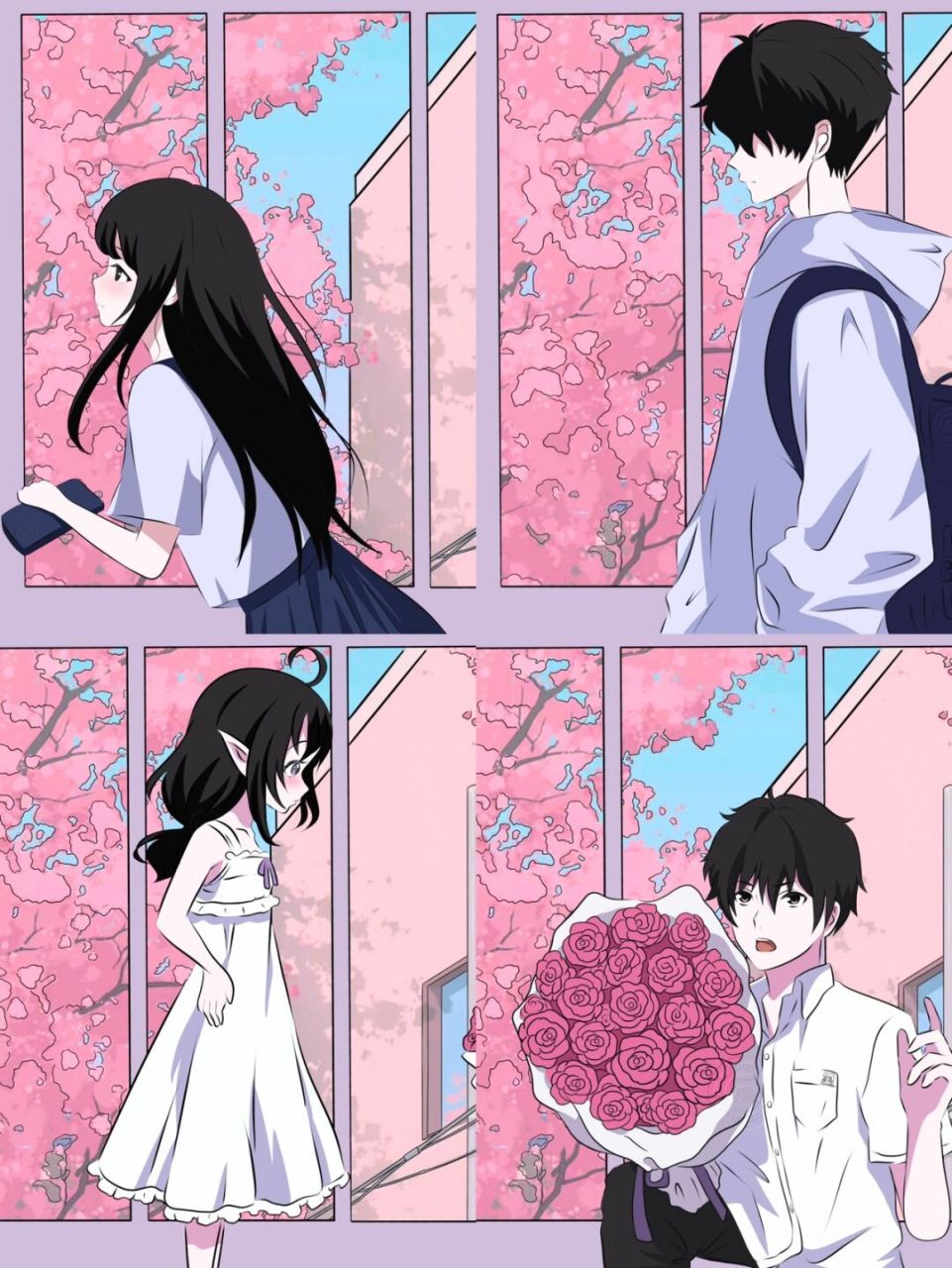 今年画了…数不清的cp 换上今日最爱的樱花背景 	 #动漫头像# #情侣