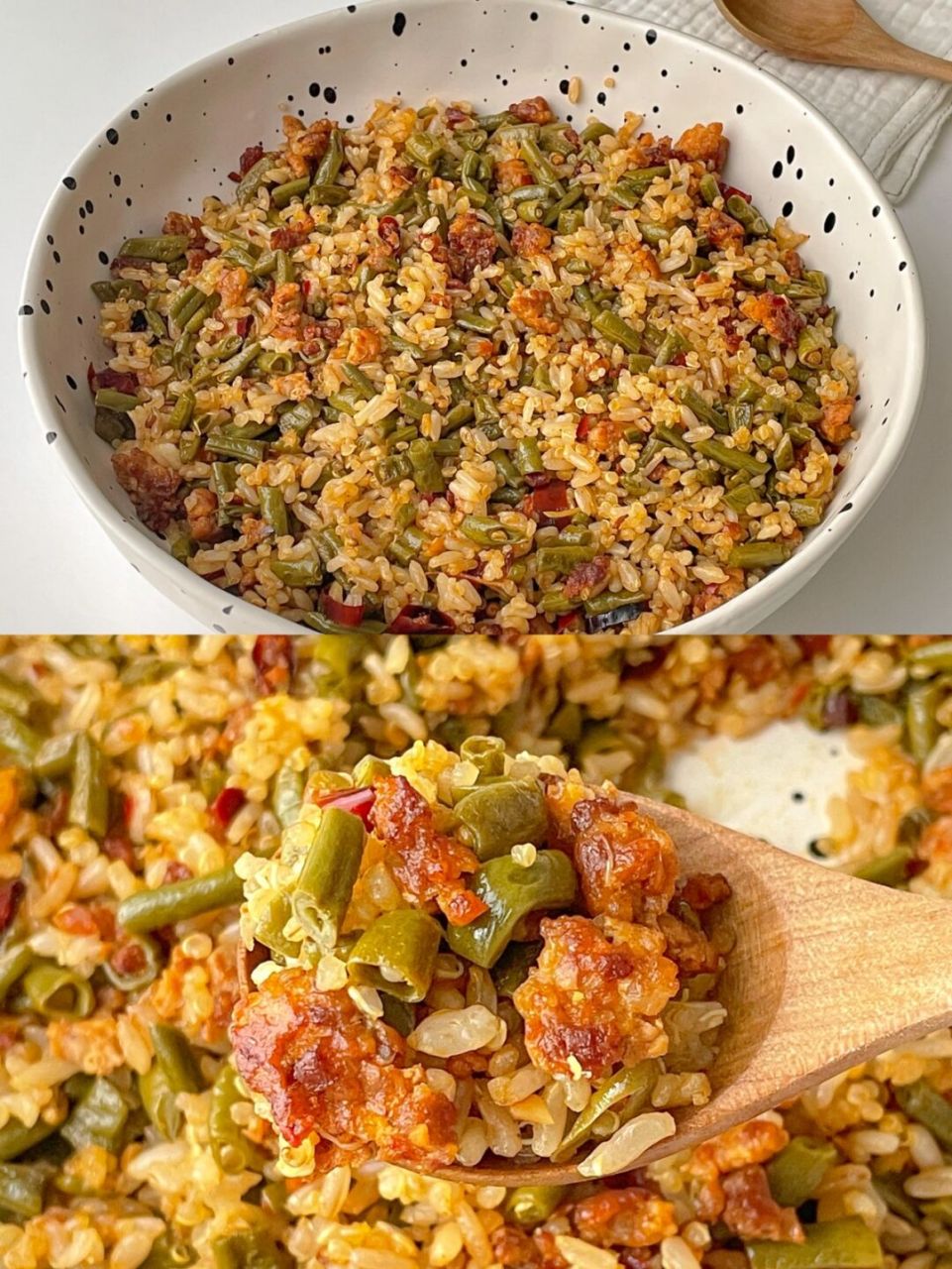酸爽开胃02简单快手 | 酸豇豆肉末炒饭 虽说夏季总会食欲不振,但