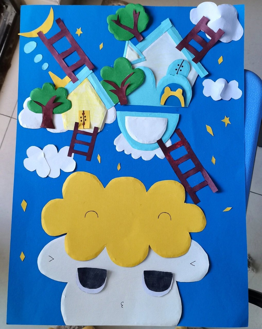 纸浮雕看似很简单,实则耗费时间特别多,图二为班级作品,第一次纸浮雕