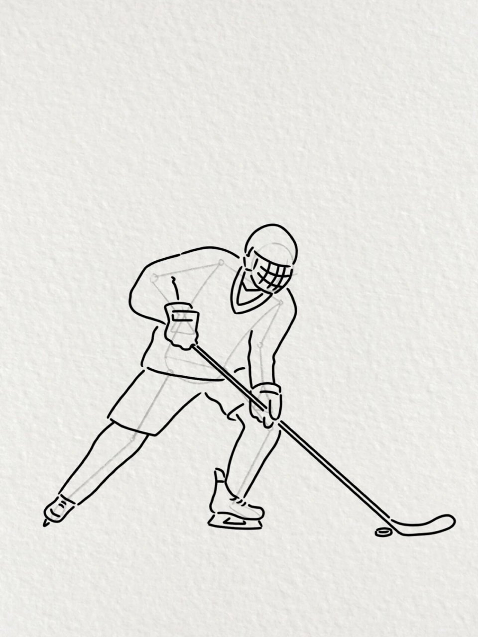 打冰球简笔画卡通人物图片