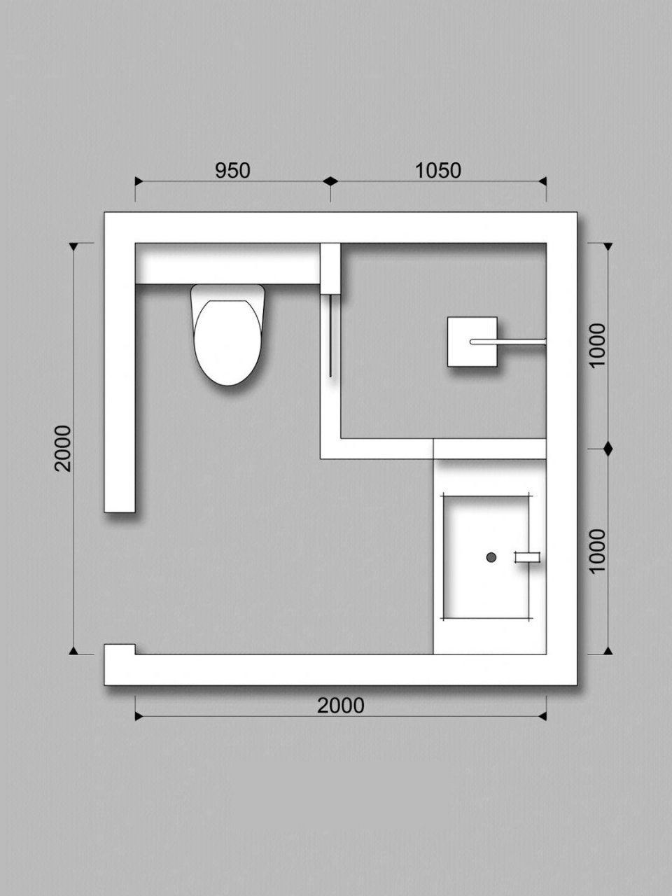 室内设计尺寸 | 小户型正方形卫生间布局