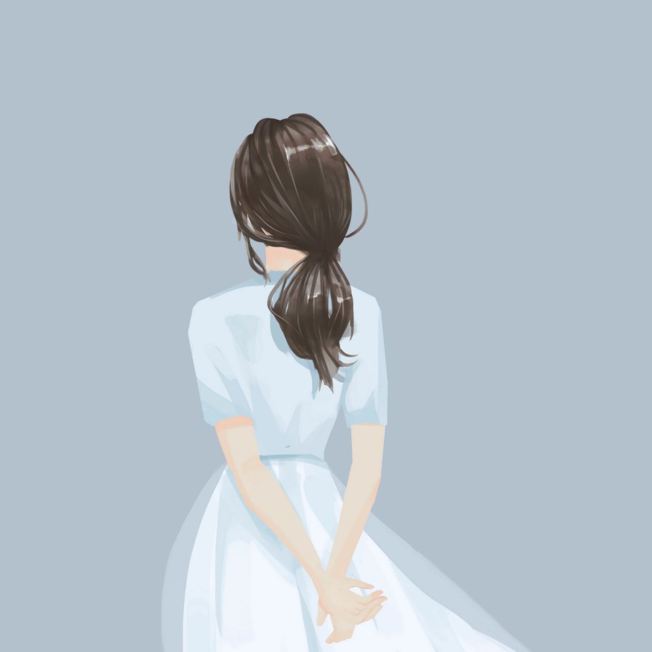 手绘女头丨超仙气女生背影头像 只要在努力的路上,一切都会朝着你你所