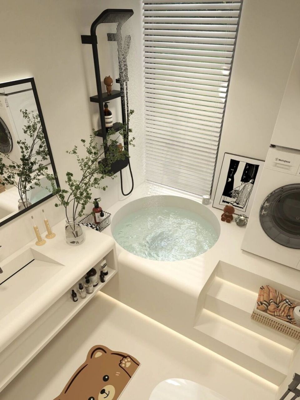 浴缸09自制微水泥浴缸也太香了吧 卫生间但凡有这空间条件 高低也要