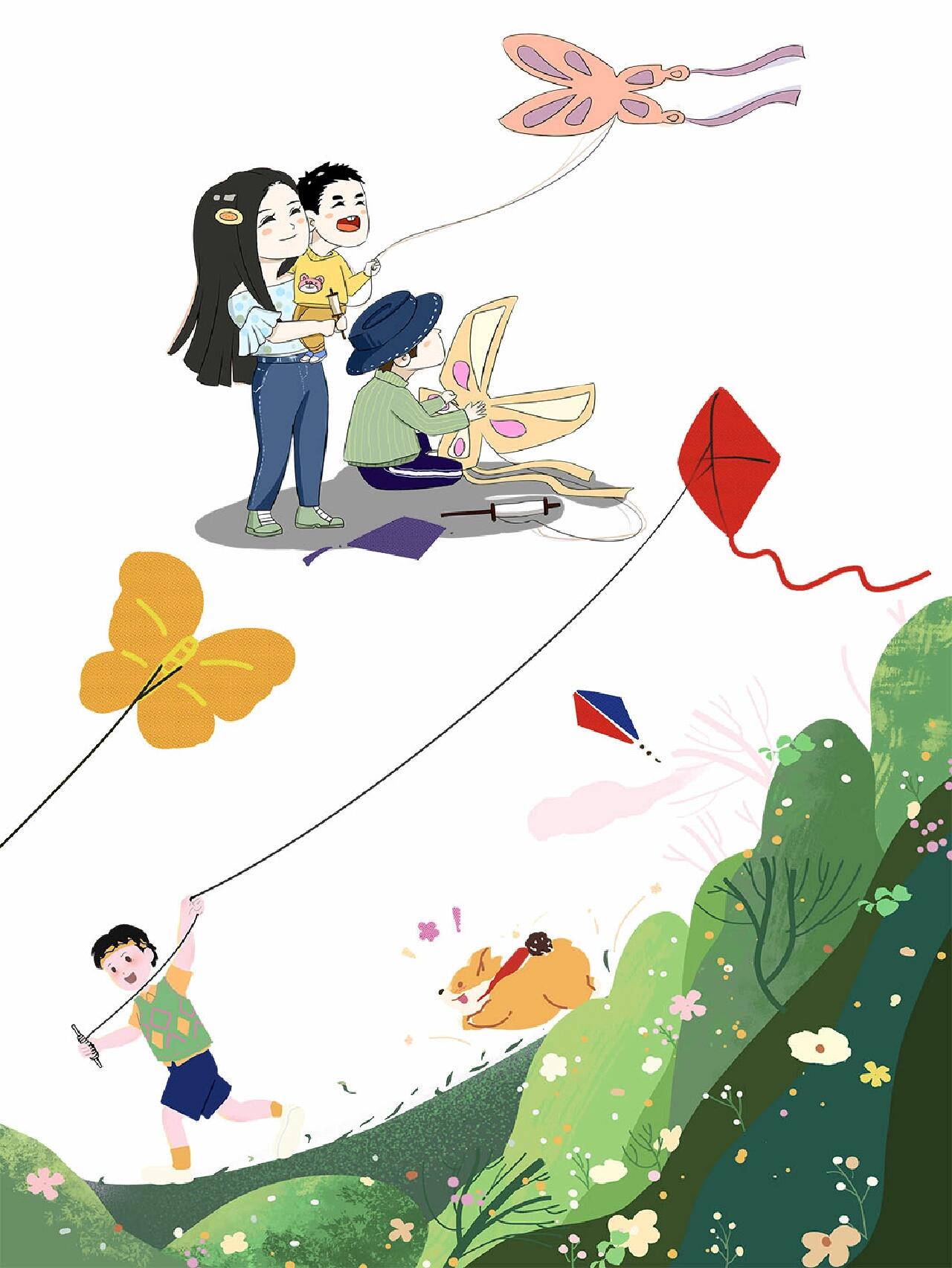 放风筝的孩子卡通免扣素材分享