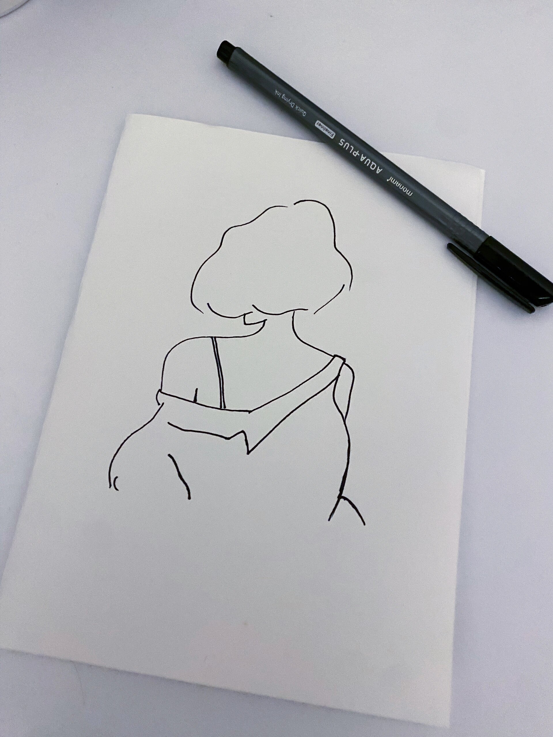 每日一画画|短发少女黑白背影|简笔画