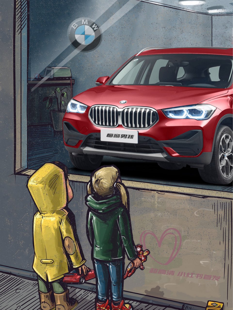宝马x1橱窗男孩梦想壁纸 【橱窗男孩】宝马x1橱窗外看汽车的小男孩