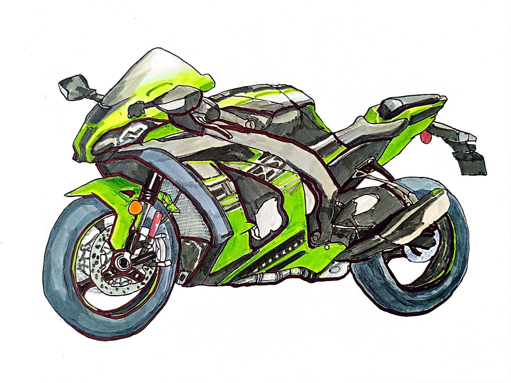 摩托车写生绘画|少儿美术分享 素材图片来源  感谢 现在开始画交通