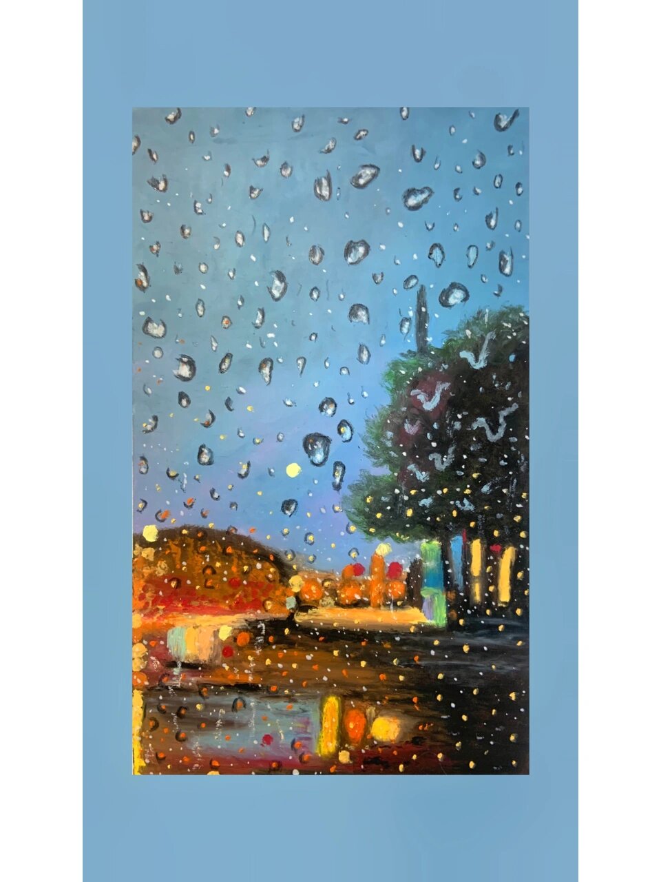 油画棒·画一个夏天·雨景(附步骤色号)