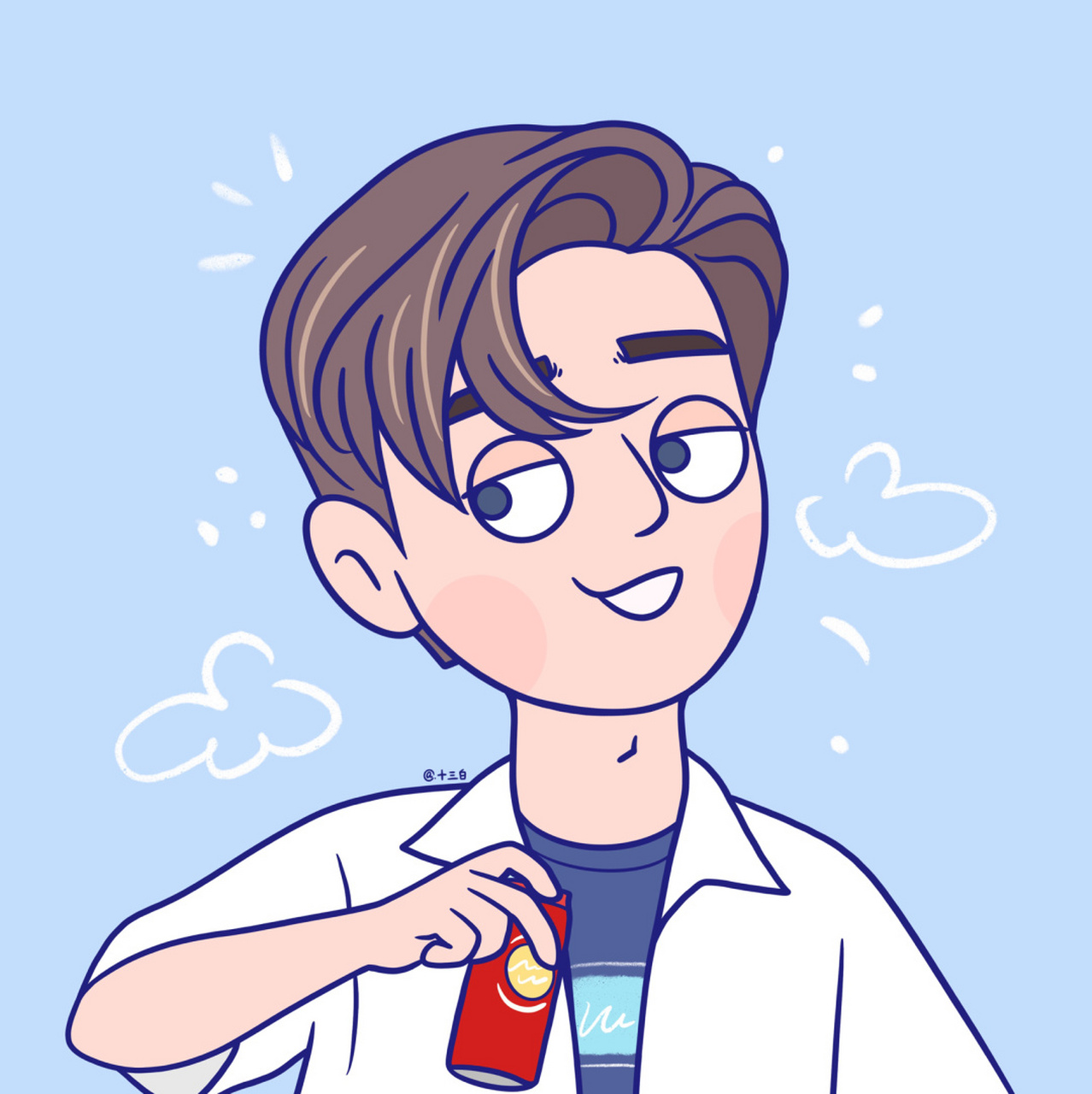 98夏天,加油04手绘头像系列 情头 闺蜜 插画 #我是原创插画师