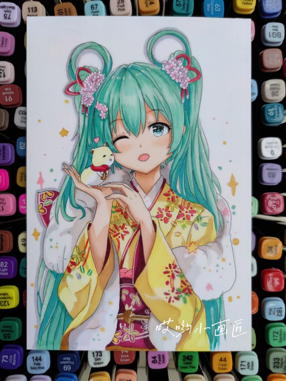 马克笔动漫人物绘画 | 步骤 同学们,交作业了~ 色号在最后一张图,请