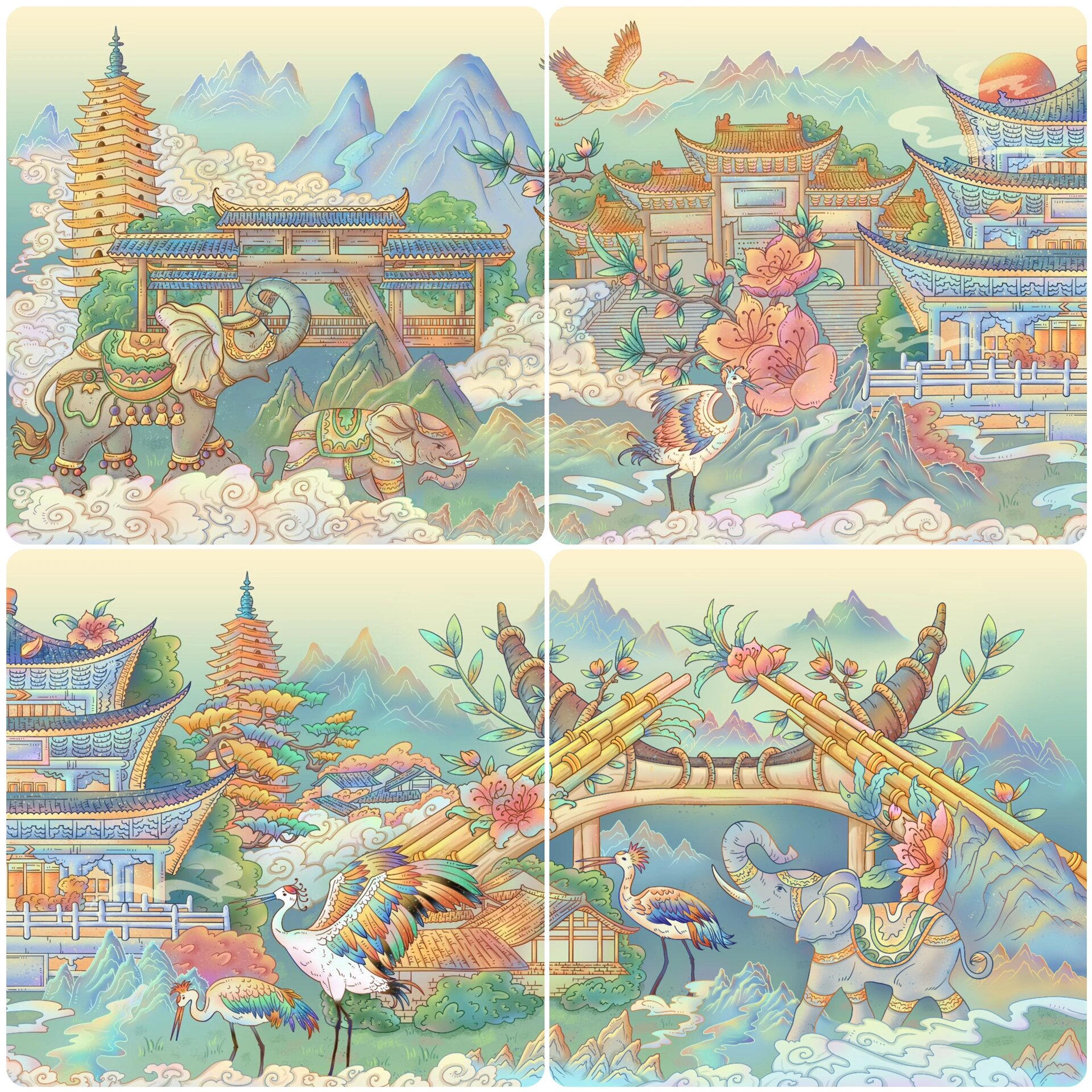 国风插画 「唯美云南风光