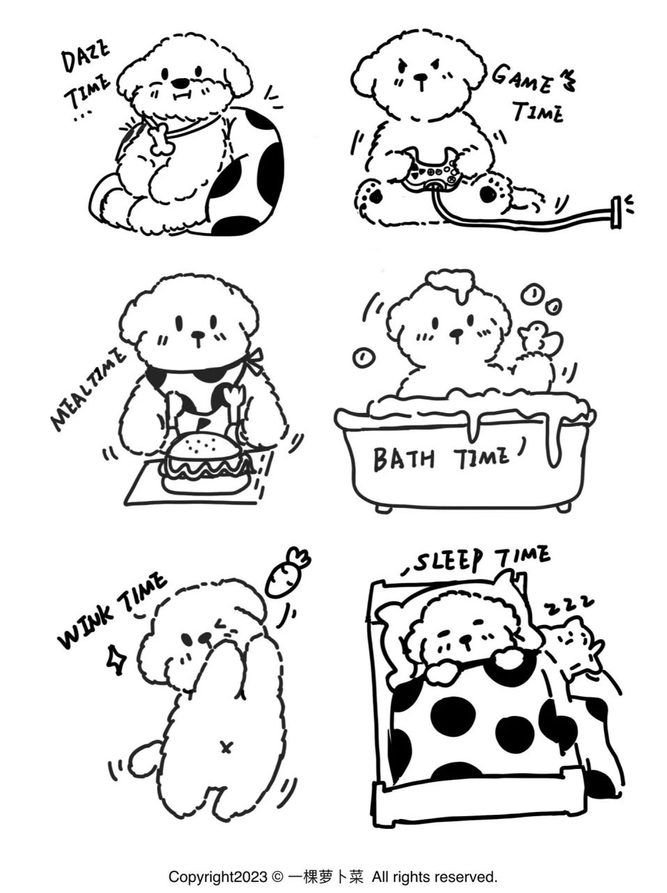 每天画一种小动物|狗狗系列14|泰迪 小泰迪来啦～分别是修狗的发呆