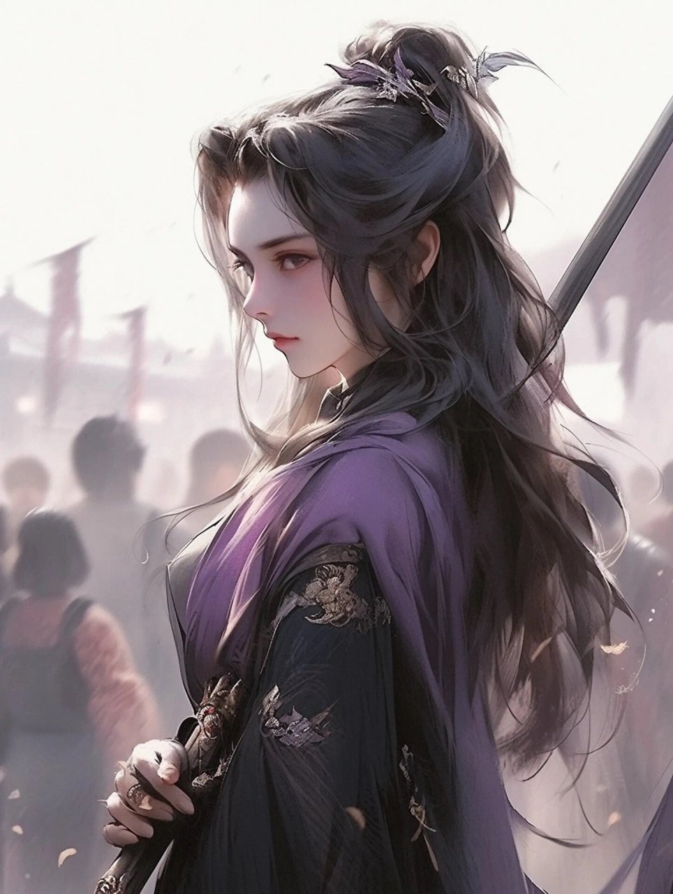 紫衣侠女|古风头像|仙侠唯美 一人一剑闯江湖,谁人没有侠客梦