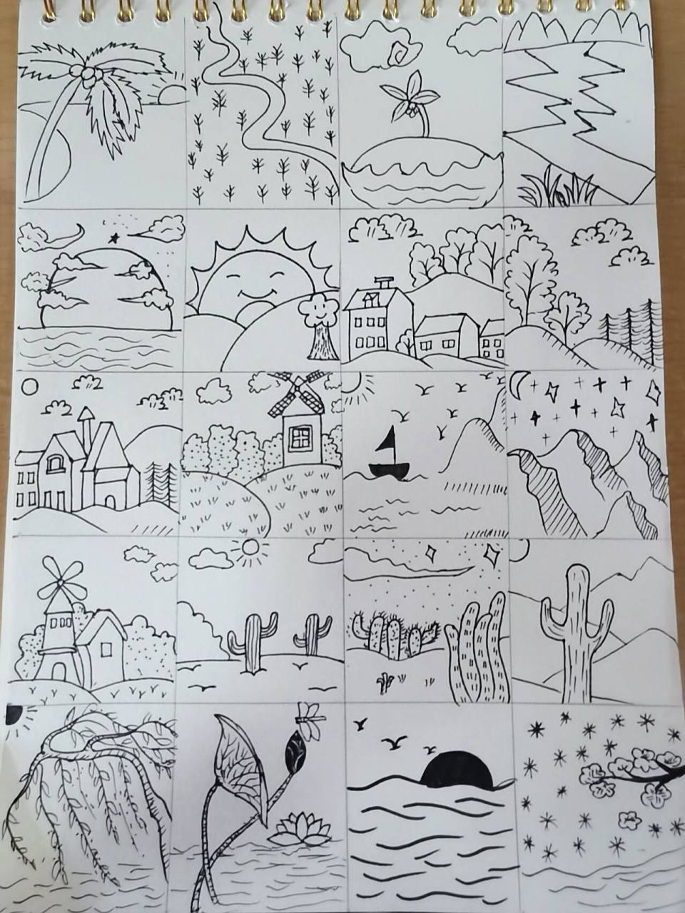 风景简笔画-自然风景 很久之前画的了, 留着自己看啦