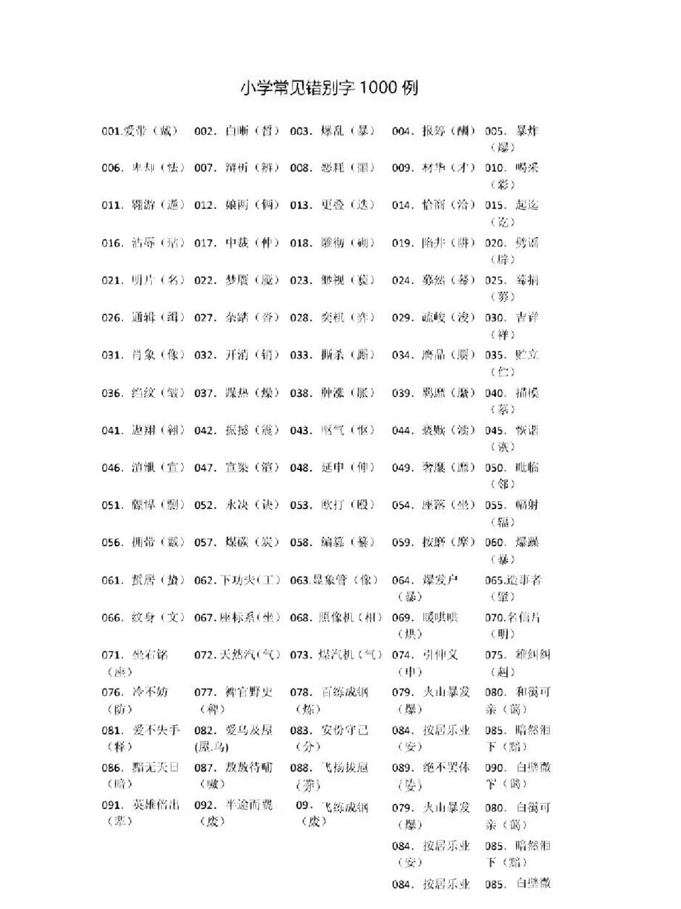 小學常見錯別字1000例 小學常見錯別字,家長收藏孩子受益.