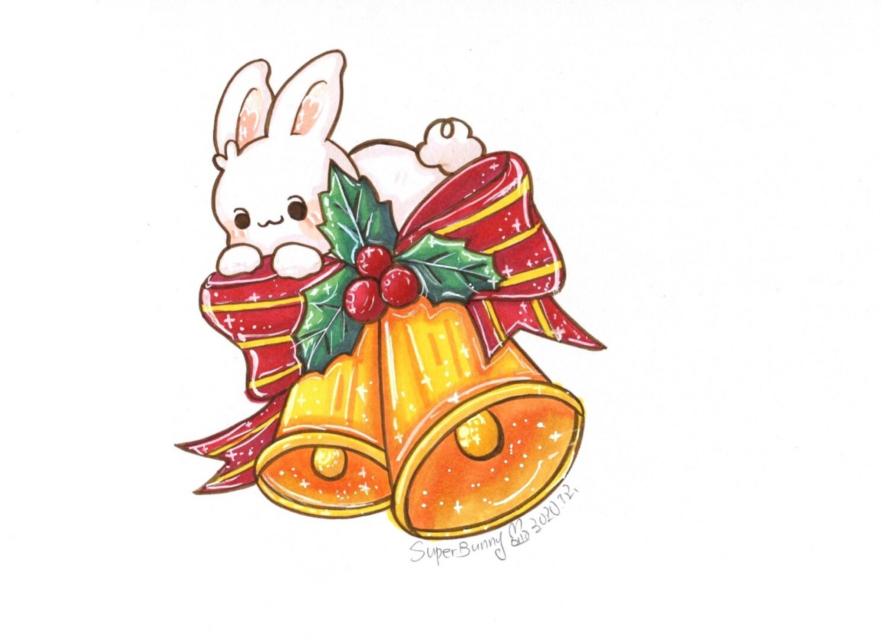 superbunny9199圣诞节可爱兔兔手绘插画 9199919991