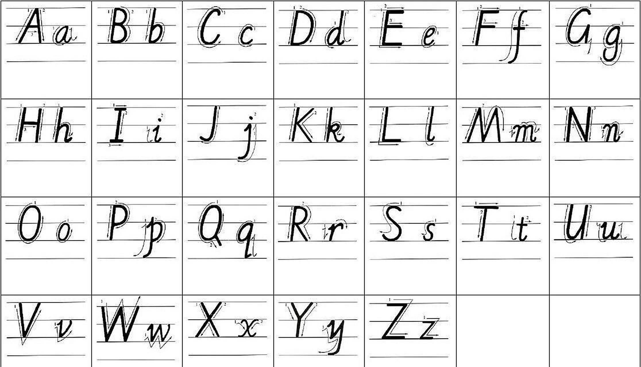 三年级必学手写体26字母 26字母手写体占格 包括写法都在这里了 拿去