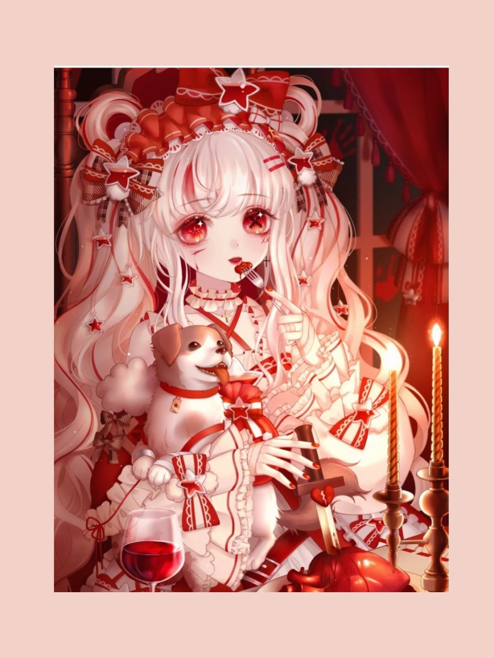 二次元红色系吸血鬼暗黑暗夜萝莉女生头像