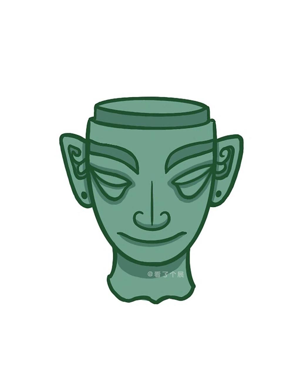 最近沉迷手绘三星堆,画个青铜人像小合集 手绘国宝持续创作中