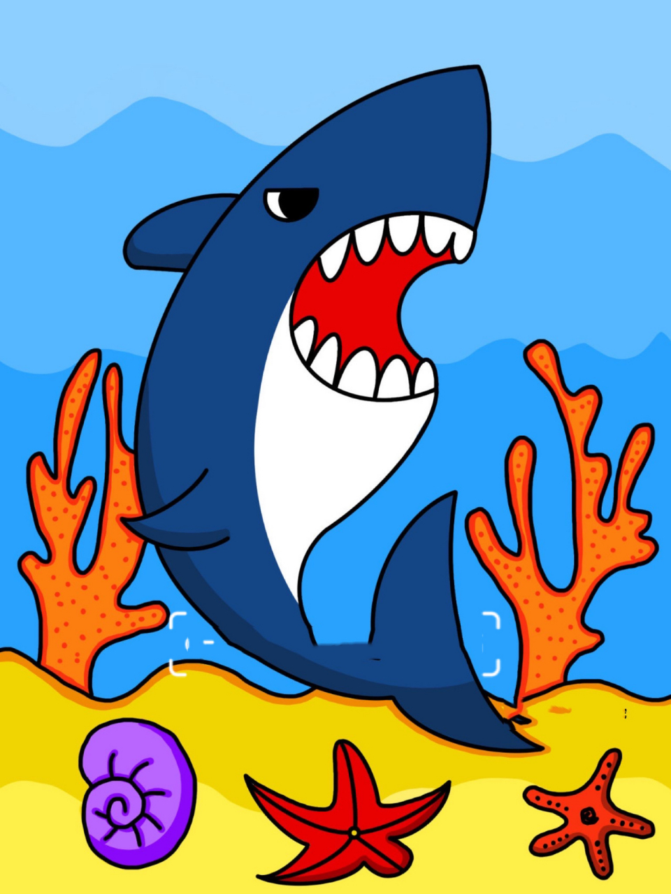 大鲨鱼简笔画简单图片