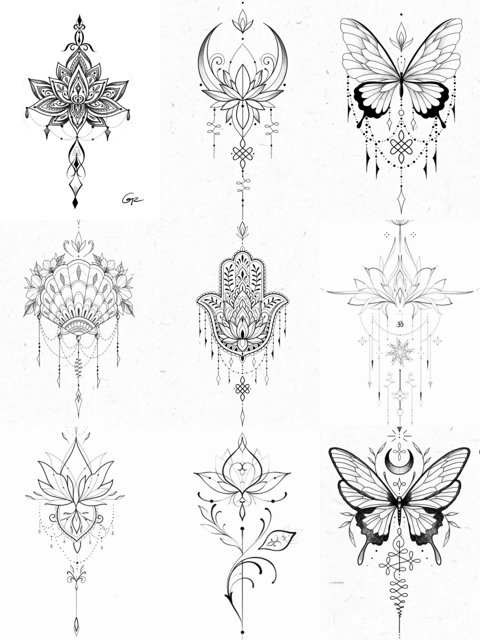 梵花纹身手稿 梵花纹身手稿,曼陀罗元素