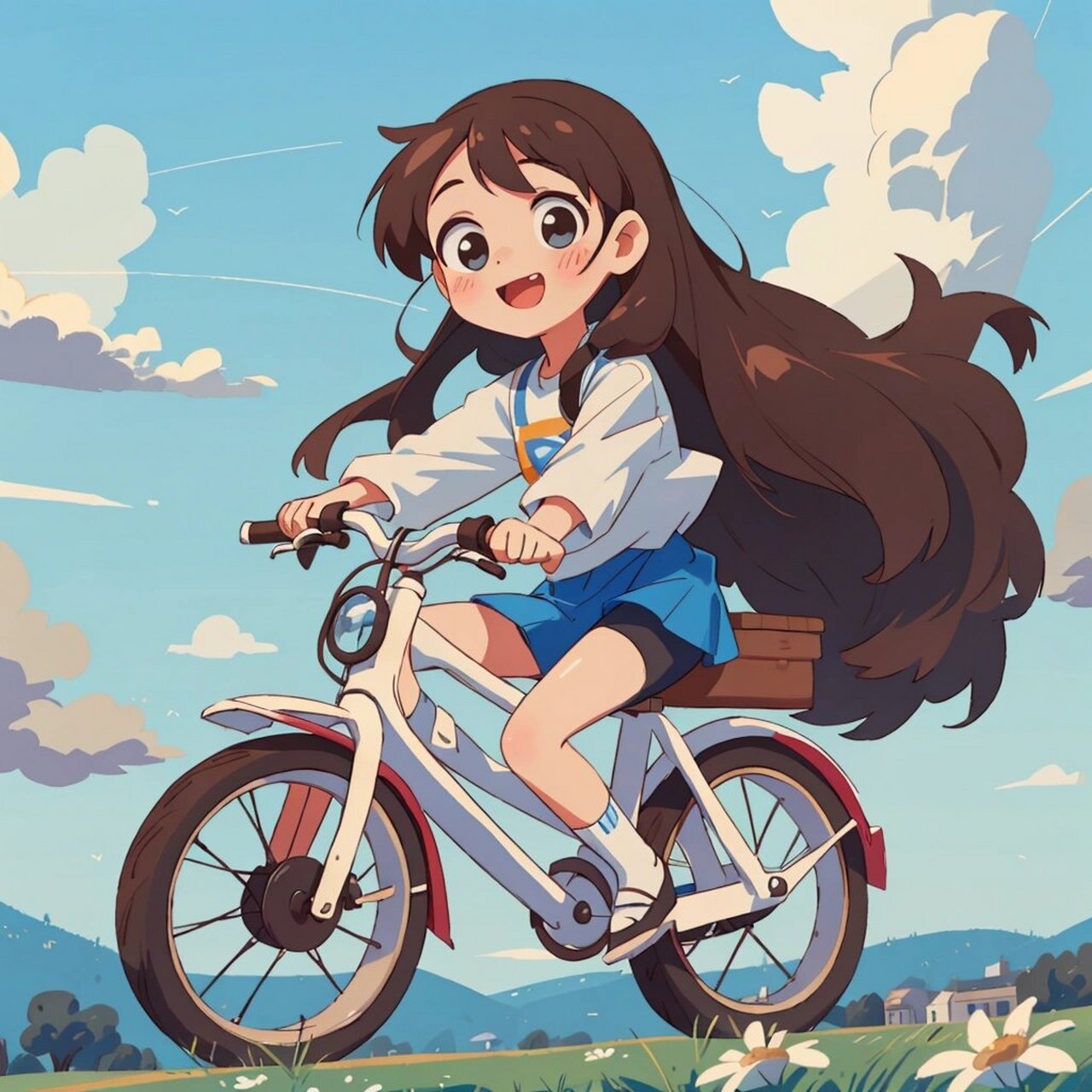 女生头像/骑单车的女孩 骑车穿行 热浪像海浪一样拍打 但风吹过 一切