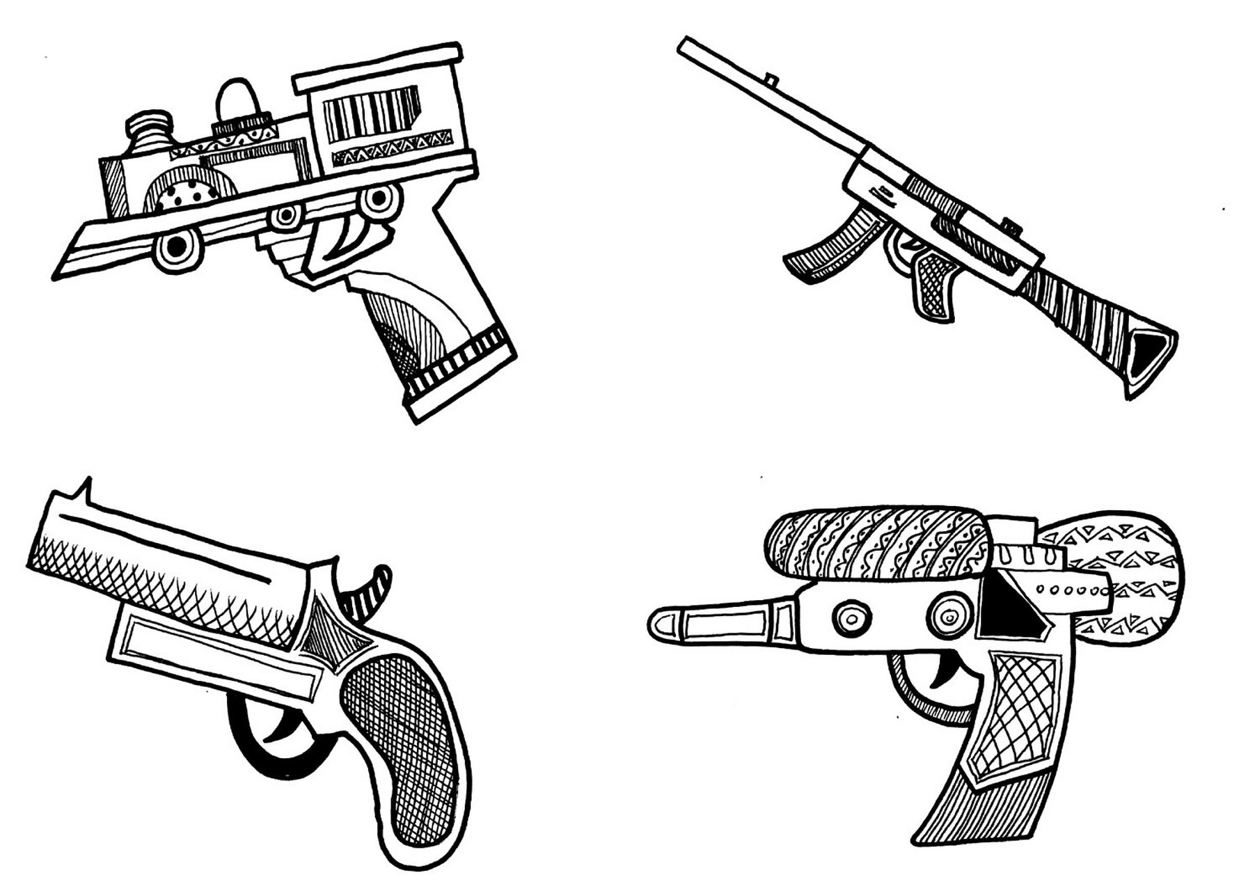 简笔画  线描画  素材|我的玩具手枪 适合年龄 大概适合6——10岁的小